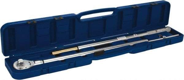 Value Collection - 1" Drive Micrometer Type Ratchet Head Torque Wrench - 300 Ft/Lb to 900 Ft/Lb Torque, 60" OAL, 6 Ft/Lb Graduation - USA Tool & Supply