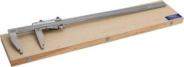 Fowler - 0 to 24" Stainless Steel Vernier Caliper - 0.02mm Graduation, 4" Jaw Depth, 0.003" Accuracy, Includes Inside Diameter, Outside Diameter - USA Tool & Supply