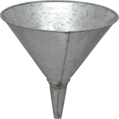 Plews - 2 Qt Capacity Steel Funnel - 8" Mouth OD, 3/4" Tip OD, Straight Spout - USA Tool & Supply