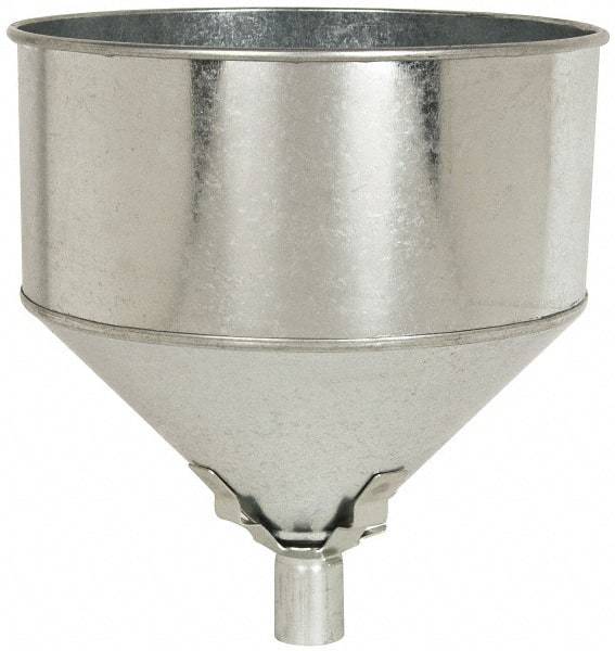 Plews - 8 Qt Capacity Steel Funnel - 9-1/2" Mouth OD, 1" Tip OD, Straight Spout - USA Tool & Supply