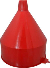 PRO-LUBE - 6 Qt Capacity Polyethylene Funnel - 9" Mouth OD, 1-1/2" Tip OD, Straight Spout, Red - USA Tool & Supply