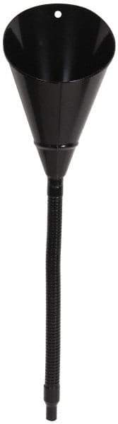 Value Collection - 2 Qt Capacity Steel Funnel - 1/2" Tip OD, 17" Flexible Spout, Black - USA Tool & Supply