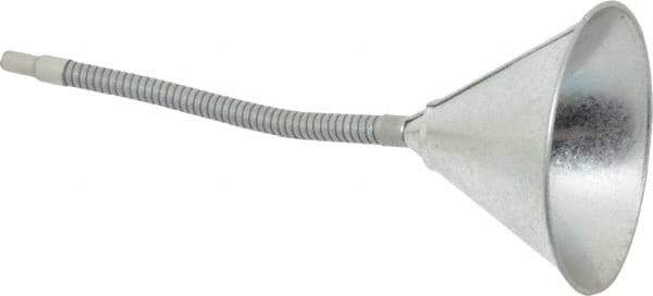 Value Collection - 1 Qt Capacity Steel Funnel - 6" Mouth OD, 9/16" Tip OD, 12" Flexible Spout - USA Tool & Supply