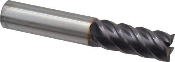 Niagara Cutter - 1/2", 1-1/4" LOC, 1/2" Shank Diam, 3" OAL, 5 Flute, Solid Carbide Square End Mill - Single End, TiAlN Finish, Spiral Flute, 45° Helix, Centercutting, Right Hand Cut, Right Hand Flute, Series S545 - USA Tool & Supply