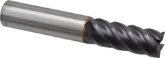 Niagara Cutter - 1/2", 1-1/4" LOC, 1/2" Shank Diam, 3" OAL, 5 Flute, Solid Carbide Square End Mill - Single End, TiAlN Finish, Spiral Flute, 45° Helix, Centercutting, Right Hand Cut, Right Hand Flute, Series S545 - USA Tool & Supply