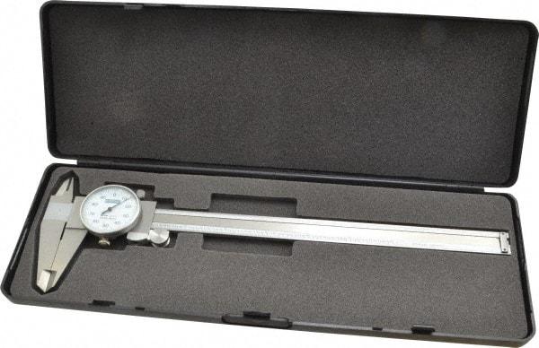 Fowler - 0" to 8" Range, 0.001" Graduation, 0.1" per Revolution, Dial Caliper - White Face, 2" Jaw Length - USA Tool & Supply