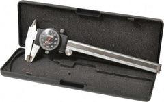 Fowler - 0" to 6" Range, 0.001" Graduation, 0.1" per Revolution, Dial Caliper - Black Face, 1.6" Jaw Length, Accurate to 0.0010" - USA Tool & Supply
