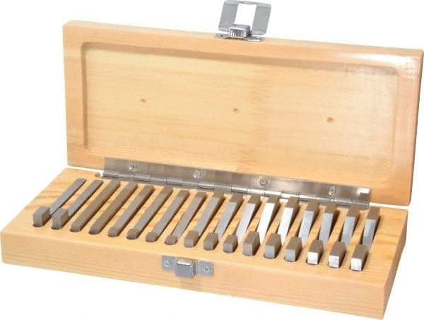 TESA Brown & Sharpe - 0.25 to 45° Angle, 3 Inch Long, Angle Block Set - 50-55 Rc Hardness, 17 Pieces - USA Tool & Supply