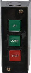 Value Collection - 3 Operator, Pushbutton Control Station - Up-Down-Stop (Legend), Momentary Switch, NO/NC Contact, NEMA 1 - USA Tool & Supply