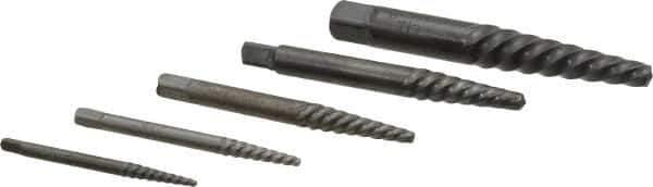 Cleveland - 5 Piece Spiral Flute Screw Extractor Set - Screw Range 3/16 to 3/4" - USA Tool & Supply