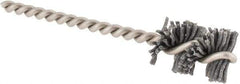 Made in USA - 5/8" Diam Helical Nylon Tube Brush - 0.04" Filament Diam, 1" Brush Length, 3-1/2" OAL, 0.162" Diam Stainless Steel Shank - USA Tool & Supply