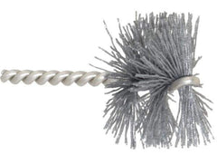 Made in USA - 2" Diam Helical Nylon Tube Brush - 0.022" Filament Diam, 1" Brush Length, 3-1/2" OAL, 1/4" Diam Stainless Steel Shank - USA Tool & Supply