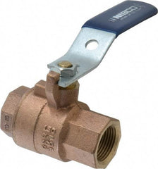 NIBCO - 3/4" Pipe, Full Port, Bronze Standard Ball Valve - 2 Piece, Inline - One Way Flow, FNPT x FNPT Ends, Lever Handle, 600 WOG, 150 WSP - USA Tool & Supply