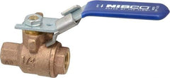 NIBCO - 1/4" Pipe, Full Port, Bronze Standard Ball Valve - 2 Piece, Inline - One Way Flow, FNPT x FNPT Ends, Locking Lever Handle, 600 WOG, 150 WSP - USA Tool & Supply