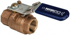 NIBCO - 3/4" Pipe, Full Port, Bronze Standard Ball Valve - 2 Piece, Inline - One Way Flow, FNPT x FNPT Ends, Locking Lever Handle, 600 WOG, 150 WSP - USA Tool & Supply