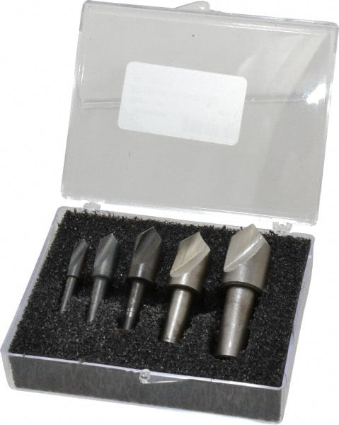 Cleveland - 5 Piece, 1/4 to 3/4" Head Diam, 82° Included Angle, Single End Countersink Set - USA Tool & Supply