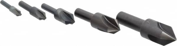 Cleveland - 5 Piece, 1/4 to 3/4" Head Diam, 82° Included Angle, Single End Countersink Set - USA Tool & Supply
