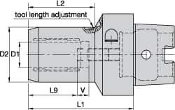 Kennametal - HSK40C Taper Shank, 8mm Hole Diam, Hydraulic Tool Holder/Chuck - 27.7mm Nose Diam, 60mm Projection, 26mm Clamp Depth, 15,000 RPM, Through Coolant - Exact Industrial Supply