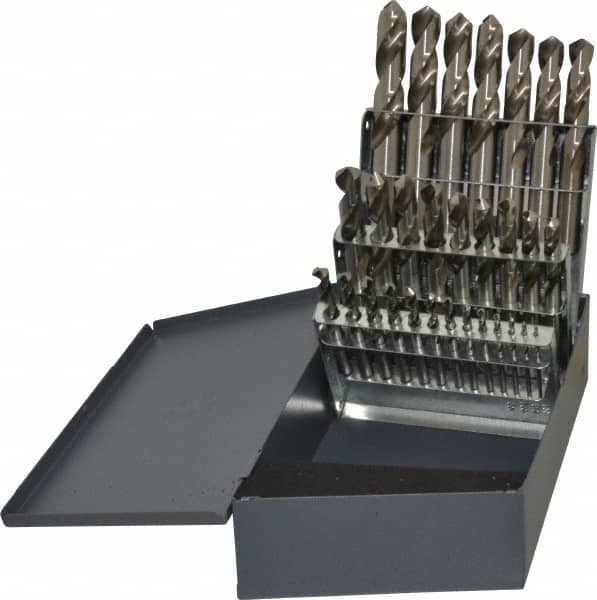 Cleveland - 1/16 to 1/2", 118° Point, Bright Finish, High Speed Steel Screw Machine Length Drill Bit Set - USA Tool & Supply