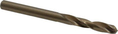 Cleveland - #18 135° Spiral Flute Cobalt Screw Machine Drill Bit - Oxide/Gold Finish, Right Hand Cut, 1-1/16" Flute Length, 2-1/8" OAL, Split Point, Straight Shank - USA Tool & Supply
