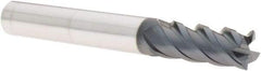 Iscar - 3/8", 0.87" LOC, 3/8" Shank Diam, 2-1/2" OAL, 4 Flute, Solid Carbide Square End Mill - Single End, TiAlN Finish, Spiral Flute, 45° Helix, Right Hand Cut, Right Hand Flute - USA Tool & Supply