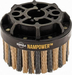 Brush Research Mfg. - 4" 80 Grit Ceramic/Silicon Carbide Tapered Disc Brush - Coarse Grade, CNC Adapter Connector, 0.71" Trim Length, 7/8" Arbor Hole - USA Tool & Supply