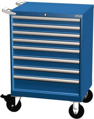 LISTA - 8 Drawer 165 Lb Capacity Steel Tool Roller Cabinet - 28-1/4" Wide x 41-1/2" High x 22-1/2" Deep, Roller Bearing Drawer Slides, Blue - USA Tool & Supply