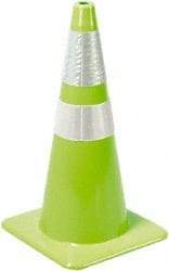 PRO-SAFE - 36" High, Lime Rigid Traffic Cone - 15" Base Width, 10 Lb, PVC - USA Tool & Supply