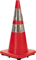 PRO-SAFE - 28" High, Orange Rigid Traffic Cone - 14" Base Width, 7 Lb, PVC - USA Tool & Supply