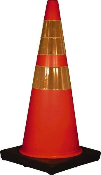 PRO-SAFE - 28" High, Orange Collapsible Traffic Cone - 14" Base Width, 4 Lb, Polyurethane - USA Tool & Supply