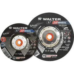 WALTER Surface Technologies - 60 Grit, 5" Wheel Diam, 3/64" Wheel Thickness, Type 27 Depressed Center Wheel - Resinoid Bond, 12,200 Max RPM - USA Tool & Supply