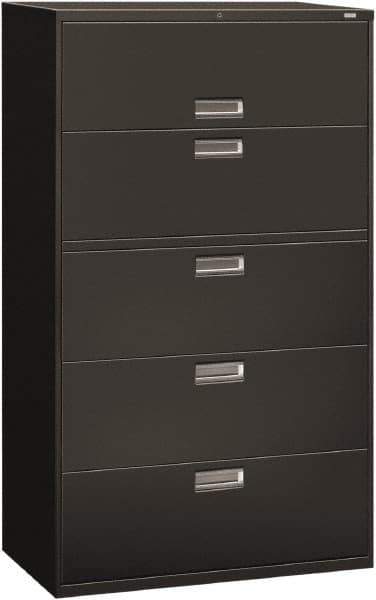 Hon - 42" Wide x 67" High x 19-1/4" Deep, 5 Drawer Roll-Out, Roll-Out Posting - Steel, Charcoal - USA Tool & Supply