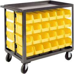 Durham - 1,200 Lb Capacity, 24" Wide x 36" Long x 36-1/8" High Service Cart - 2 Shelf, Steel, 2 Rigid/2 Swivel Casters - USA Tool & Supply