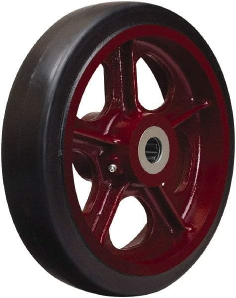 Hamilton - 12 Inch Diameter x 2-1/2 Inch Wide, Rubber on Cast Iron Caster Wheel - 900 Lb. Capacity, 3-1/4 Inch Hub Length, 1-1/4 Inch Axle Diameter, Straight Roller Bearing - USA Tool & Supply