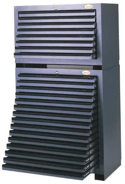 Huot - 15 Drawer, Super Cutting Tool Cabinet - Steel, 34" Wide x 19-1/8" Deep x 35" High, Gray - USA Tool & Supply