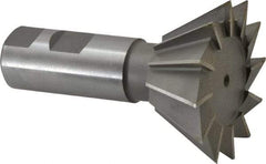 Made in USA - 2-1/2" Diam x 1-1/8" Width of Cut, 60° Included Angle, Cobalt Dovetail Cutter - 1" Shank Diam, 2-5/8" Shank Length, 3-3/4" Overall Length, Weldon Flat, Uncoated - USA Tool & Supply