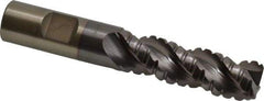 Cleveland - 3/4" Diam, Coarse Pitch, 2-1/2" LOC, 3 Flute Powdered Metal 0.12" Corner Radius Roughing End Mill - TiCN Finish, 4-3/4" OAL, 3/4" Shank Diam, Single End, Centercutting, 42° Helix - USA Tool & Supply