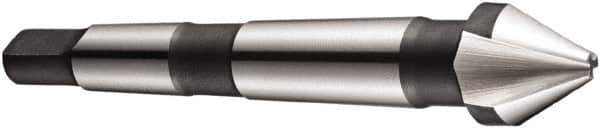 DORMER - 3 Flute 60° High Speed Steel Countersink - Bright Finish, 106mm OAL, Single End, Morse Taper Shank, Right Hand Cut - USA Tool & Supply