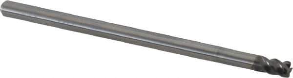 OSG - 1/8", 4 Flute, Single End, Solid Carbide, 0.01" Corner Radius End Mill - 2-1/4" OAL, 45° Helix, 1/8" LOC, 1/2" Extended Reach - USA Tool & Supply