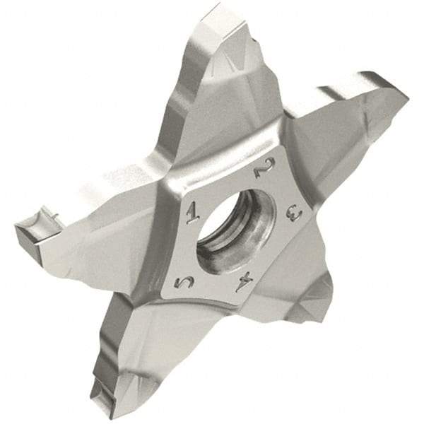 Iscar - PENTA34N300 IC908 Grade, 0.1181" Cutting Width, Carbide Cutoff Insert - Neutral Lead Angle, 0.0079" Cnr Rad, TiAlN Coated - USA Tool & Supply