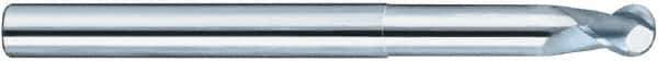 SGS - 3/4" Diam, 1" LOC, 2 Flute Solid Carbide Ball End Mill - Uncoated, Single End, 6" OAL, 3/4" Shank Diam, Spiral Flute - USA Tool & Supply
