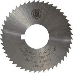 Controx - 1-1/2" Diam x 0.0781" Blade Thickness x 1/2" Arbor Hole Diam, 48 Tooth Slitting and Slotting Saw - Arbor Connection, Right Hand, Uncoated, Cobalt, Concave Ground, Contains Keyway - USA Tool & Supply