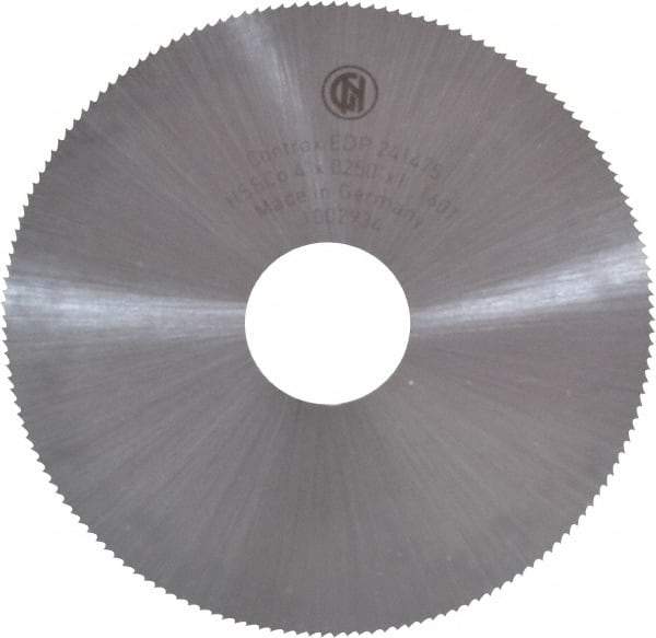 Controx - 4" Diam x 0.025" Blade Thickness x 1" Arbor Hole Diam, 160 Tooth Slitting and Slotting Saw - Arbor Connection, Right Hand, Uncoated, Cobalt, Concave Ground - USA Tool & Supply