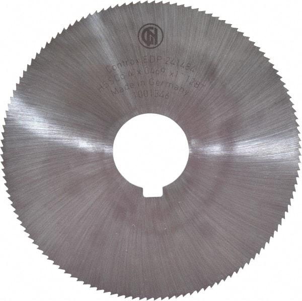 Controx - 4" Diam x 0.0469" Blade Thickness x 1" Arbor Hole Diam, 128 Tooth Slitting and Slotting Saw - Arbor Connection, Right Hand, Uncoated, Cobalt, Concave Ground, Contains Keyway - USA Tool & Supply