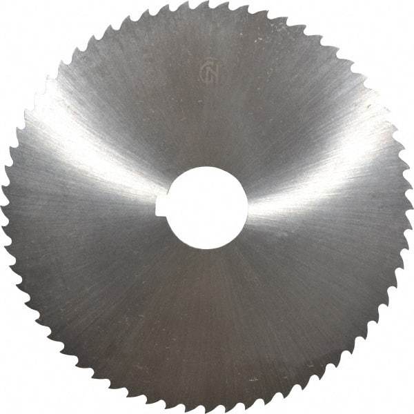 Controx - 5" Diam x 1/16" Blade Thickness x 1" Arbor Hole Diam, 64 Tooth Slitting and Slotting Saw - Arbor Connection, Right Hand, Uncoated, Cobalt, 15° Rake, Concave Ground, Contains Keyway - USA Tool & Supply