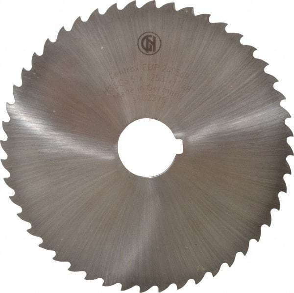 Controx - 5" Diam x 1/8" Blade Thickness x 1" Arbor Hole Diam, 48 Tooth Slitting and Slotting Saw - Arbor Connection, Right Hand, Uncoated, Cobalt, 15° Rake, Concave Ground, Contains Keyway - USA Tool & Supply