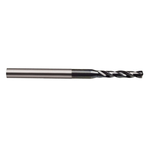 1.95 mm Dia. × 17.5 mm Shank × 16 mm Flute Length × 56 mm OAL, 5xD, 118°, TiAlN, 5xD Flute, Coolant Thru, Round Solid Carbide Drill - USA Tool & Supply