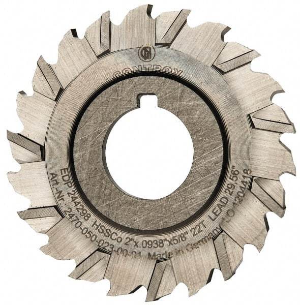 Controx - 2" Blade Diam x x 0.0938" Blade Thickness, 5/8" Hole, 22 Teeth, Cobalt Side Chip Saw - Staggered Tooth, Arbor Connection, Right Hand Cut, Uncoated, with Keyway - USA Tool & Supply