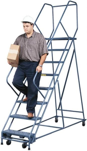 Gillis - 7-1/2' High 300 Lb Capacity 6 Step Rolling Ladder - USA Tool & Supply