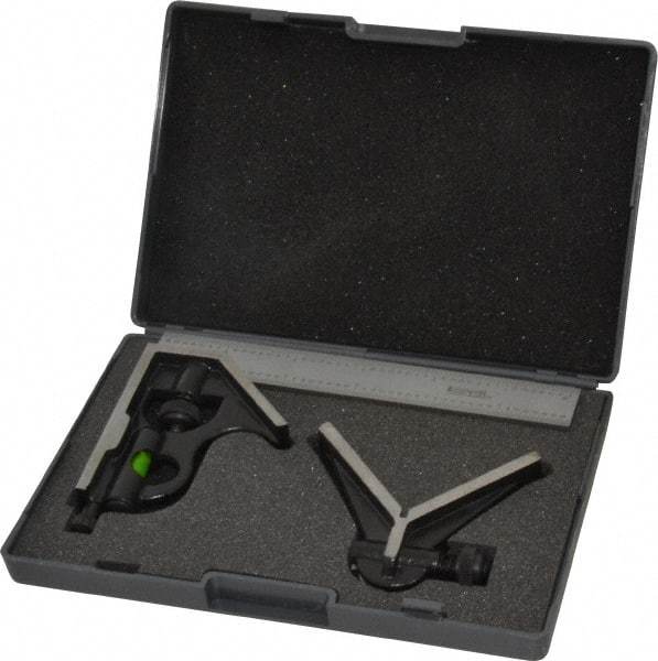 SPI - 3 Piece, 6" Combination Square Set - 1/16, 1/32, 1/64 & 1/8" (4R) Graduation, Hardened Steel Blade, Hardened Steel Center & Square Head - USA Tool & Supply